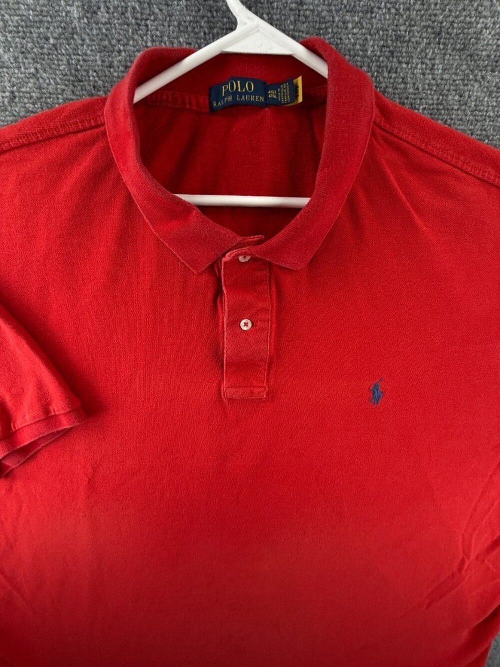 Polo Ralph Lauren 4XLT Tall Red Short Sleeve Polo Shirt Knit Mesh Pony Logo Men